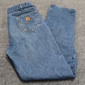 Carhartt B172 DST Flannel Lined Denim Jeans Mens 38x36 Relaxed Fit Blue